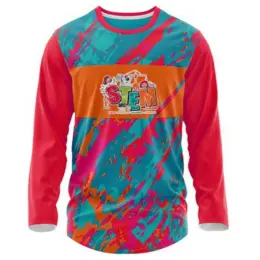 Custom Unisex Crew Neck Sublimated Long Sleeve T-Shirt Red-Blue